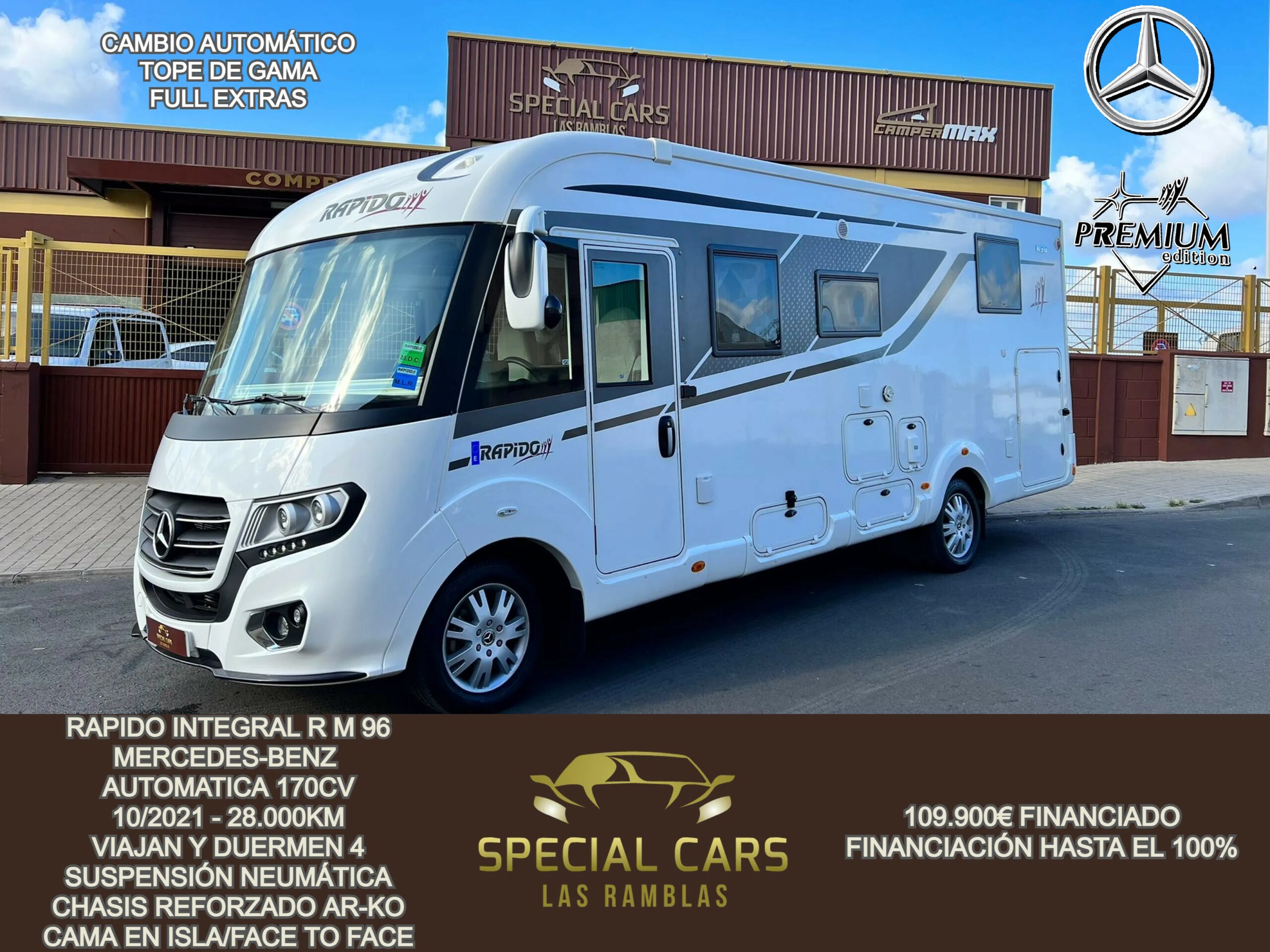 RAPIDO INTEGRAL R M 96 MERCEDES-BENZ AUTOMATICA 170CV CAMA ISLA/FACE TO FACE